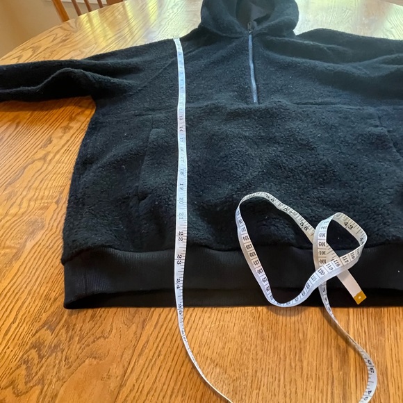 Outdoor Voices MegaFleece 1/2 Zip Hoodie Black Wool Blend Size L - Picture 7 of 9